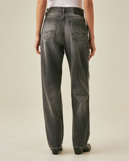 Womens Heritage Jeans Straight Relaxed Fit Super High Rise Lyocell–Cotton Blend Gray Wash Rips Premium Drape - Gray 63_431H453_GRI145002_6