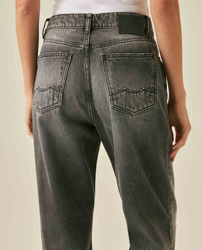 Womens Heritage Jeans Straight Relaxed Fit Super High Rise Lyocell–Cotton Blend Gray Wash Rips Premium Drape - Gray 63_431H453_GRI145002_7