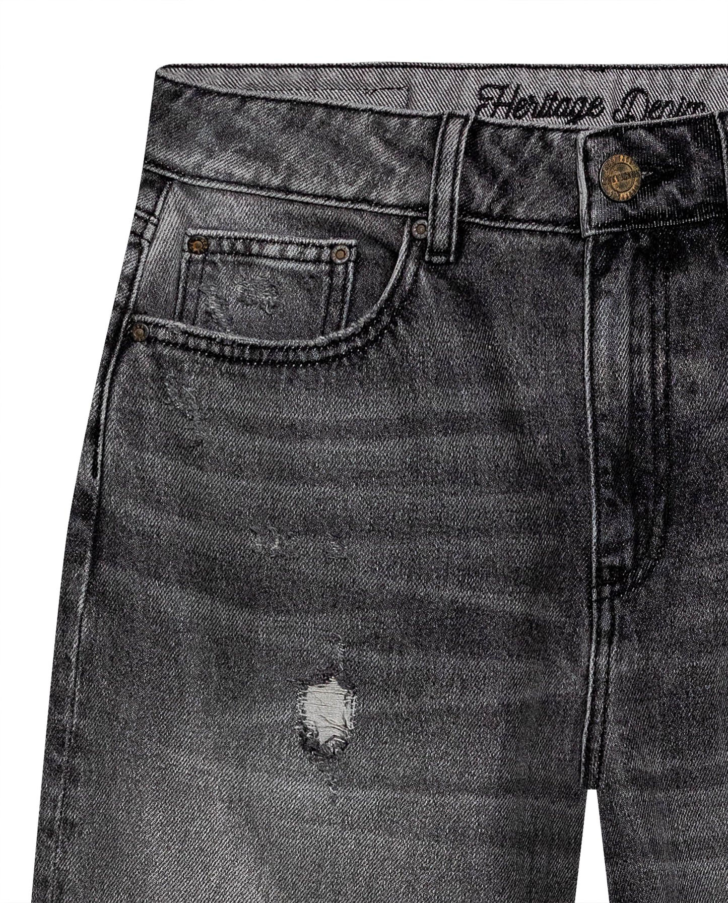 Womens Heritage Jeans Straight Relaxed Fit Super High Rise Lyocell–Cotton Blend Gray Wash Rips Premium Drape - Gray 63_431H453_GRI145002_8