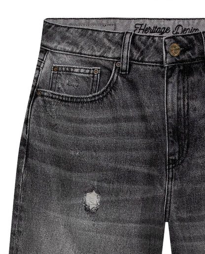 Womens Heritage Jeans Straight Relaxed Fit Super High Rise Lyocell–Cotton Blend Gray Wash Rips Premium Drape - Gray 63_431H453_GRI145002_8