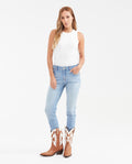 Women's Cosmo High Rise Skinny Jeans in Light Wash with Color Reserves and Recycled Fibers 432G010 - 2