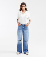 Jean High Rise Relaxed Boot Medium Blue with Rips for Women - Blue 432G016 - 2