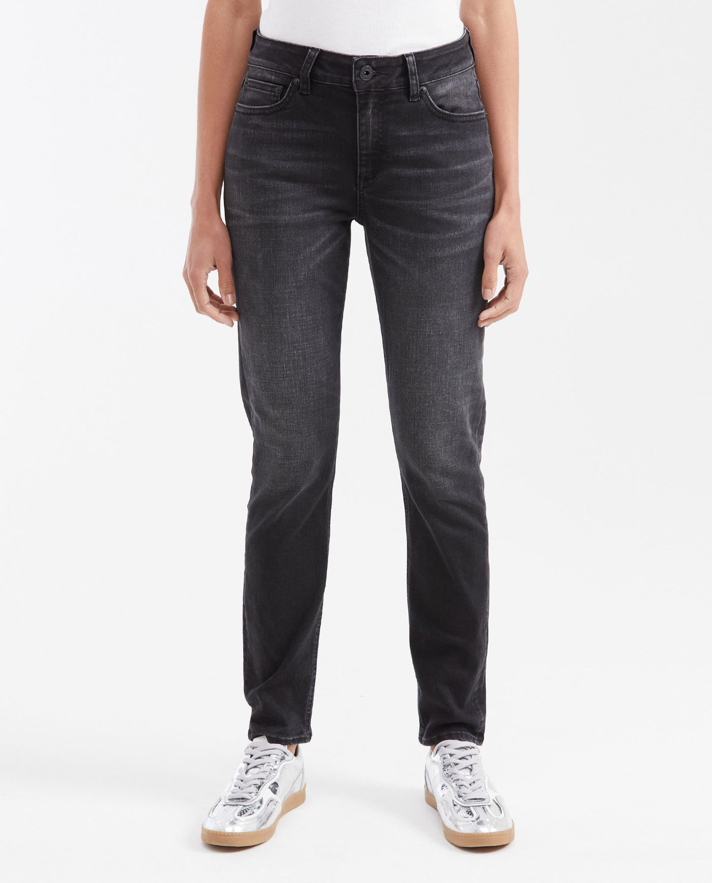 Women's Cosmo High Rise Skinny Jeans in Gray with Tone-on-Tone Stitching - 1