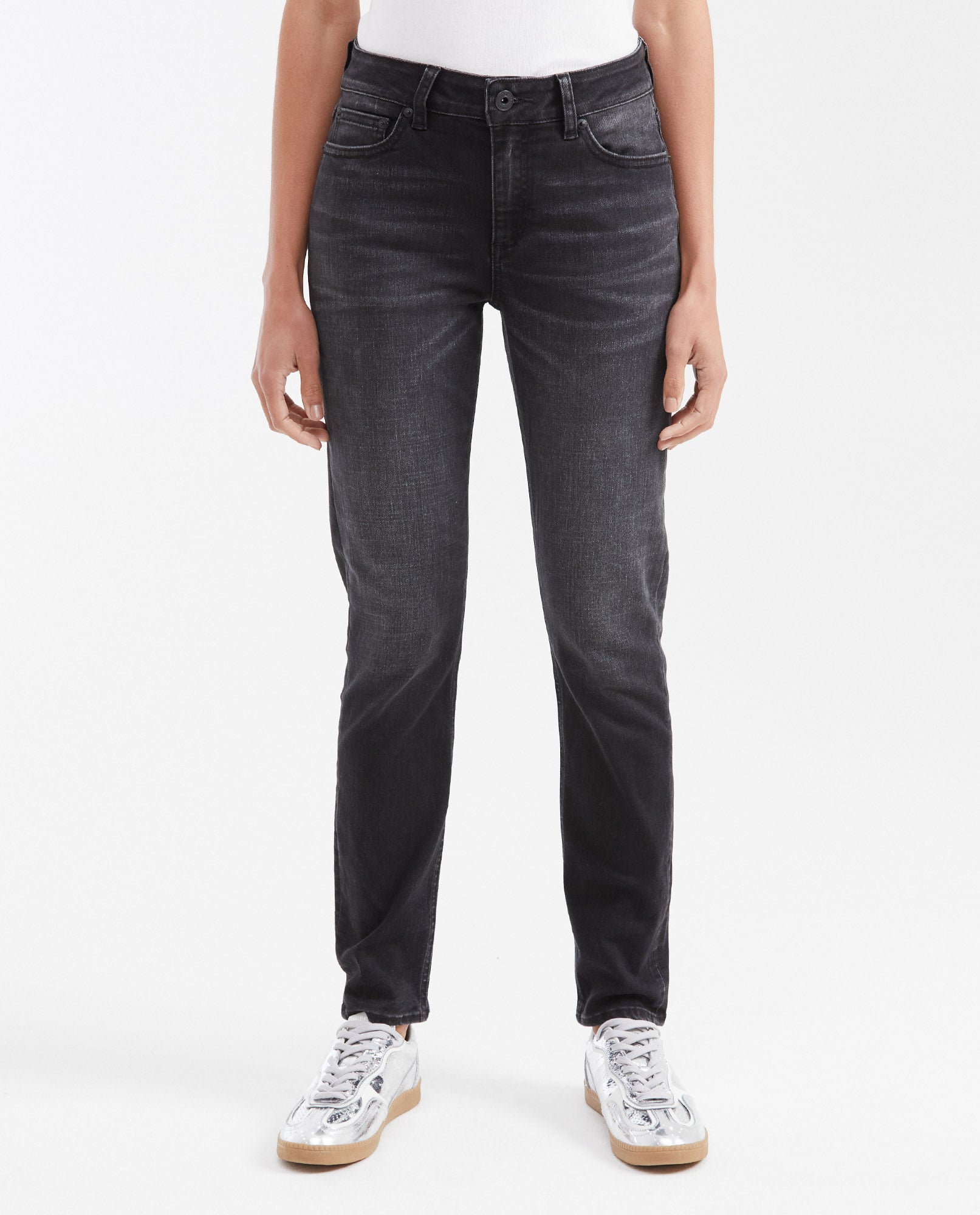 Women's Cosmo High Rise Skinny Jeans in Gray with Tone-on-Tone Stitching - 1
