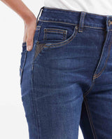 Women's High Cosmo Super High Rise Skinny Jeans in Ultra Dark with Leather Pocket Detail - 4