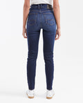 Women's High Cosmo Super High Rise Skinny Jeans in Ultra Dark with Leather Pocket Detail - 5