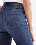 Women's High Cosmo Super High Rise Skinny Jeans in Ultra Dark with Leather Pocket Detail - 6