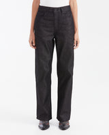 Women's Straight Fit Super High Rise Relaxed Jeans in Black with Lurex Threads - 1