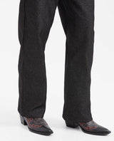 Women's Straight Fit Super High Rise Relaxed Jeans in Black with Lurex Threads - 4