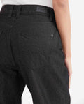 Women's Straight Fit Super High Rise Relaxed Jeans in Black with Lurex Threads - 7