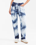 Women's Ballon Leg High Rise Boot Cut Jeans in Dark Wash with Watercolor Effect 432G029 - 1