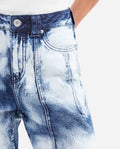 Women's Ballon Leg High Rise Boot Cut Jeans in Dark Wash with Watercolor Effect 432G029 - 4