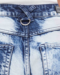 Women's Ballon Leg High Rise Boot Cut Jeans in Dark Wash with Watercolor Effect 432G029 - 6