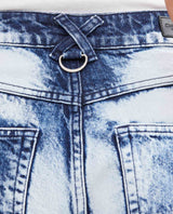 Women's Ballon Leg High Rise Boot Cut Jeans in Dark Wash with Watercolor Effect 432G029 - 6