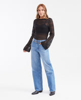 Jean Wide Leg High Rise Relaxed Boot Medium Blue for Women - Blue 432G032 - 2