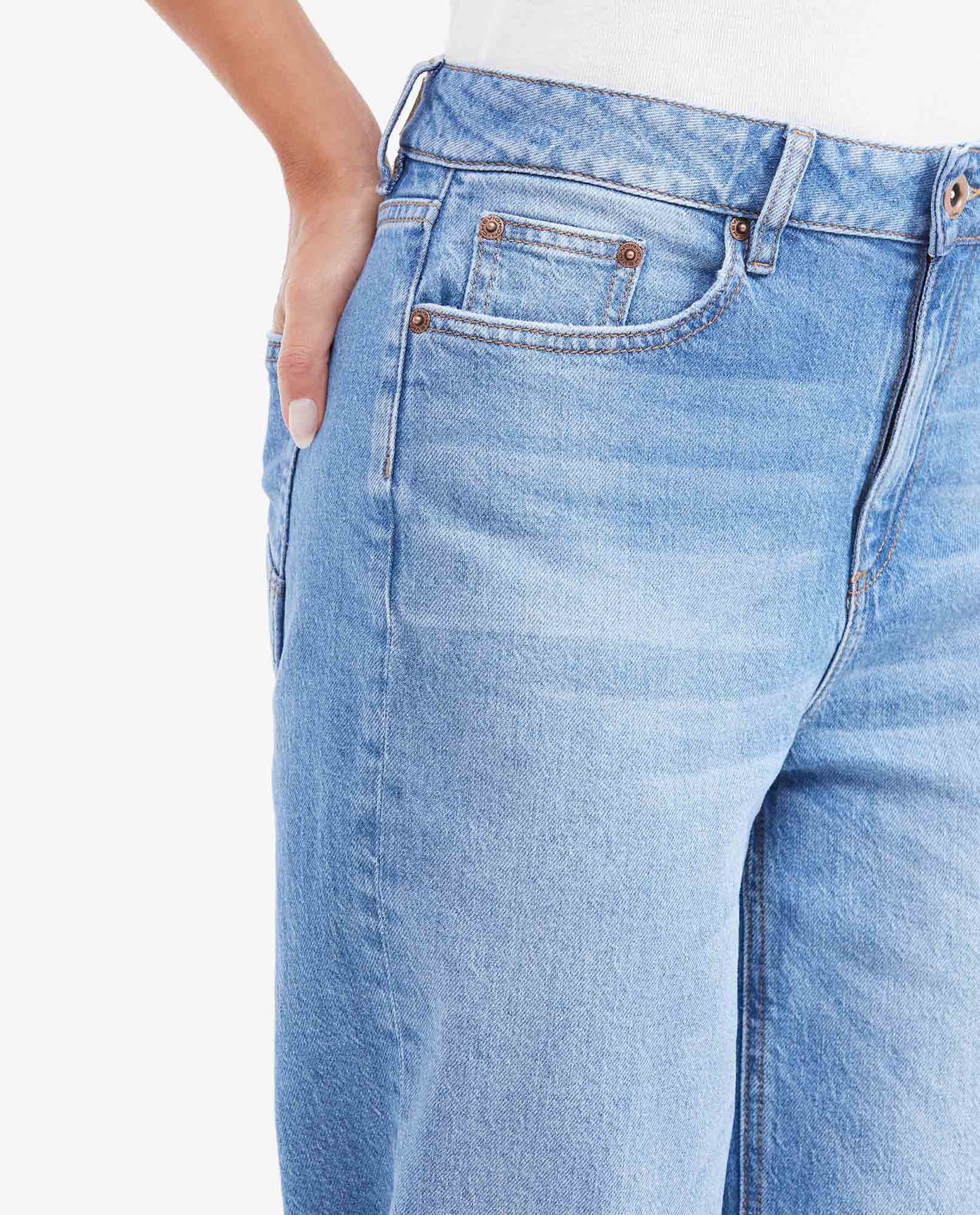 Jean Wide Leg High Rise Relaxed Boot Medium Blue for Women - Blue 432G032 - 3