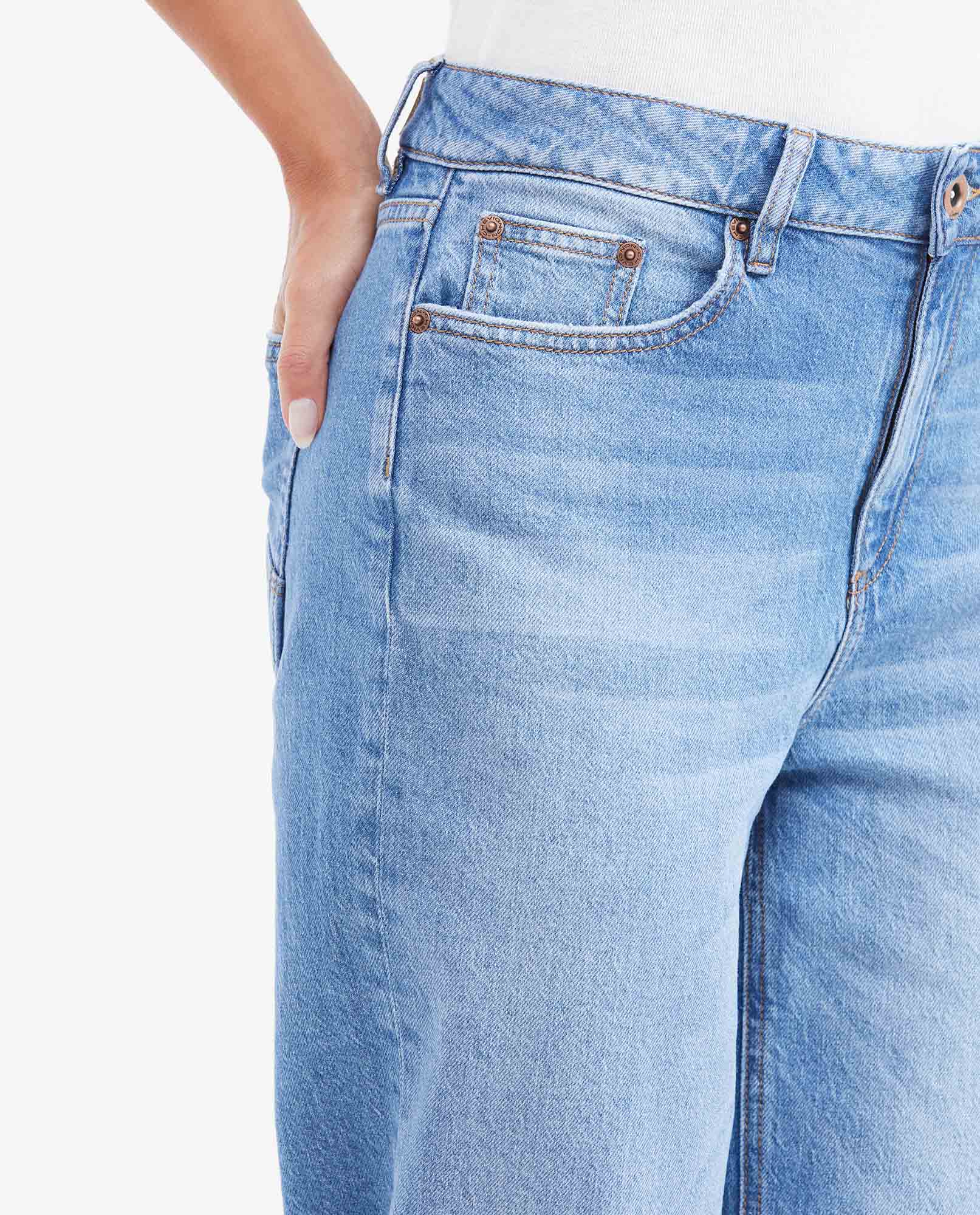 Jean Wide Leg High Rise Relaxed Boot Medium Blue for Women - Blue 432G032 - 3