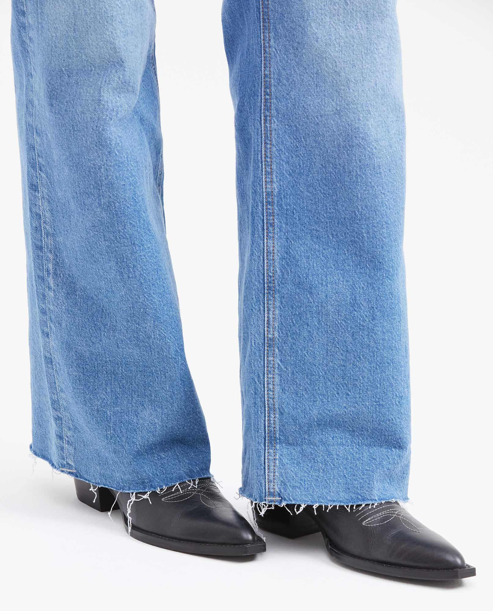 Jean Wide Leg High Rise Relaxed Boot Medium Blue for Women - Blue 432G032 - 5