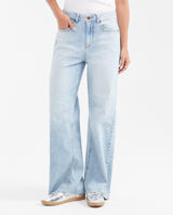 Women's Wide Leg Super High Rise Relaxed Jeans in Light Wash with Lyocell - 1
