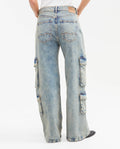 Jean High Rise Boot Relaxed Medium Blue Dirty Effect for Women - Blue 432G450 - 5