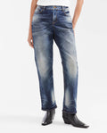 Women's Jeans, Boyfit Medium Rise Boot Cut - Dark Blue Vintage Wash 432G452 - 1