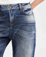 Women's Jeans, Boyfit Medium Rise Boot Cut - Dark Blue Vintage Wash 432G452 - 3