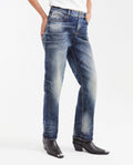 Women's Jeans, Boyfit Medium Rise Boot Cut - Dark Blue Vintage Wash 432G452 - 4