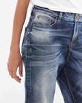 Women's Jeans, Boyfit Medium Rise Boot Cut - Dark Blue Vintage Wash 432G452 - 5