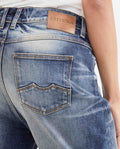 Women's Jeans, Boyfit Medium Rise Boot Cut - Dark Blue Vintage Wash 432G452 - 7