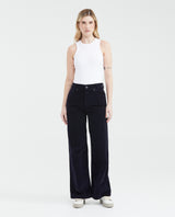 Jean Wide Leg High Rise Relaxed Dark Blue Denim Corduroy for Women - Blue 439F033 - 2