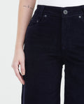 Jean Wide Leg High Rise Relaxed Dark Blue Denim Corduroy for Women - Blue 439F033 - 3