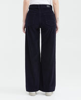 Jean Wide Leg High Rise Relaxed Dark Blue Denim Corduroy for Women - Blue 439F033 - 4