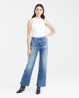 Jean Wide Leg High Rise Boot Relaxed Light Blue Vintage Wash for Women - Blue 439F037 - 2