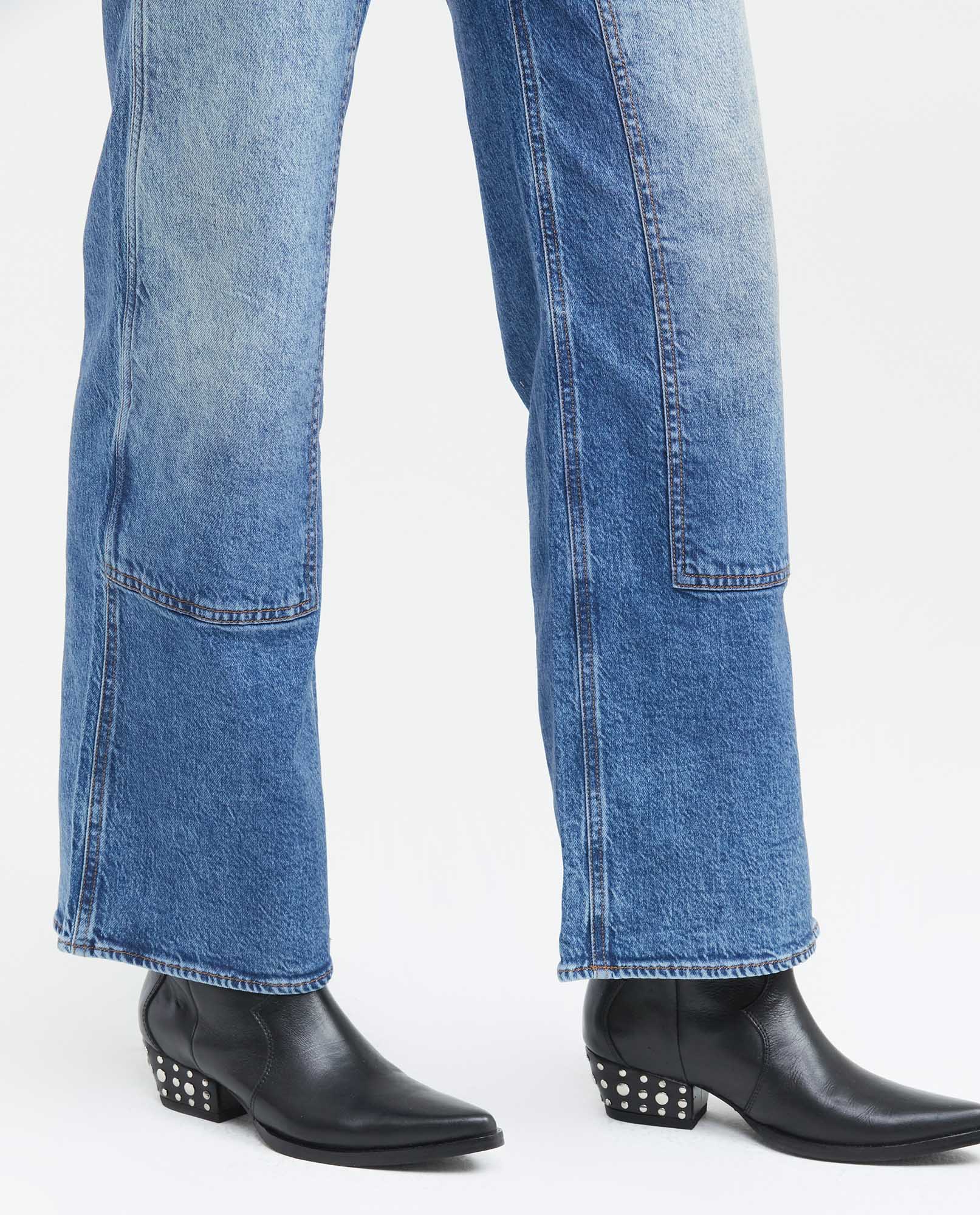 Jean Wide Leg High Rise Boot Relaxed Light Blue Vintage Wash for Women - Blue 439F037 - 4