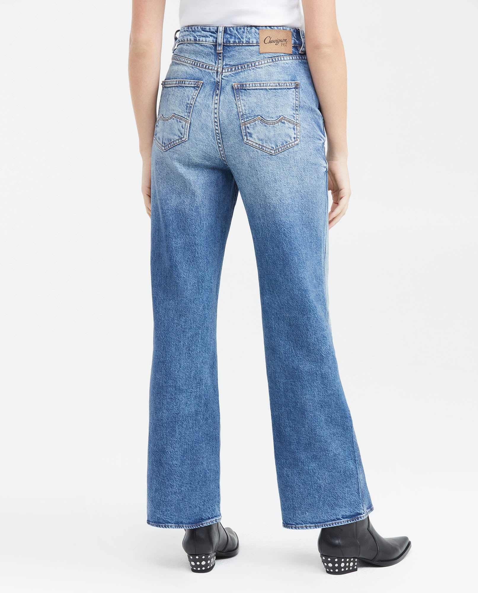 Jean Wide Leg High Rise Boot Relaxed Light Blue Vintage Wash for Women - Blue 439F037 - 5