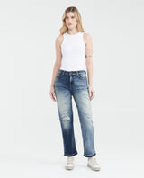 Jean Boyfit Medium Rise Boot Cut Light Blue with Rips Vintage Wash for Women - Blue 439F452 - 2