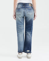 Jean Boyfit Medium Rise Boot Cut Light Blue with Rips Vintage Wash for Women - Blue 439F452 - 6