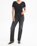 Women's Special Fit Mom Fit High Rise Dark Wash Jeans in Cotton Blend, Lighthouse - 2
