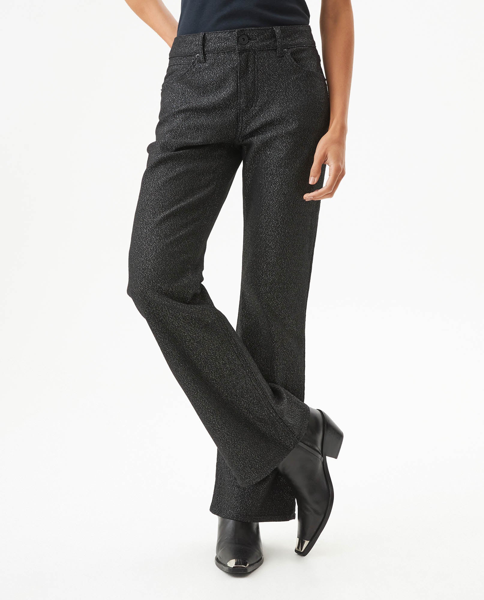Women's Cosmo High Rise Black Wash Jeans in Cotton-Polyester Blend, Dockside 439G017 - 1