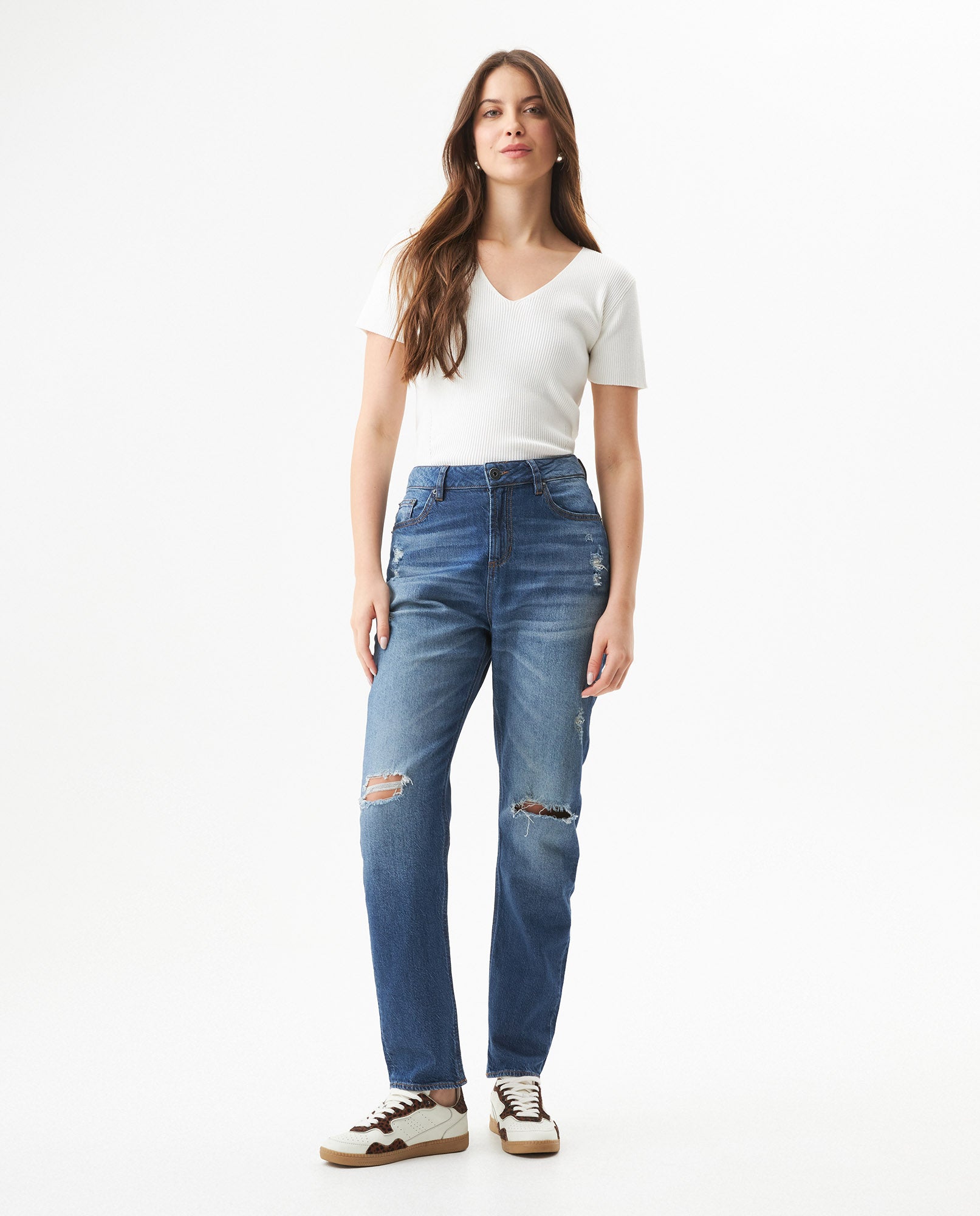Women's Jeans, Boy Fit, Medium Rise - Blue 439G027 - 1
