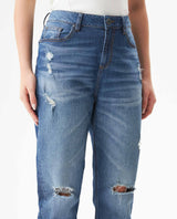 Women's Jeans, Boy Fit, Medium Rise - Blue 439G027 - 4