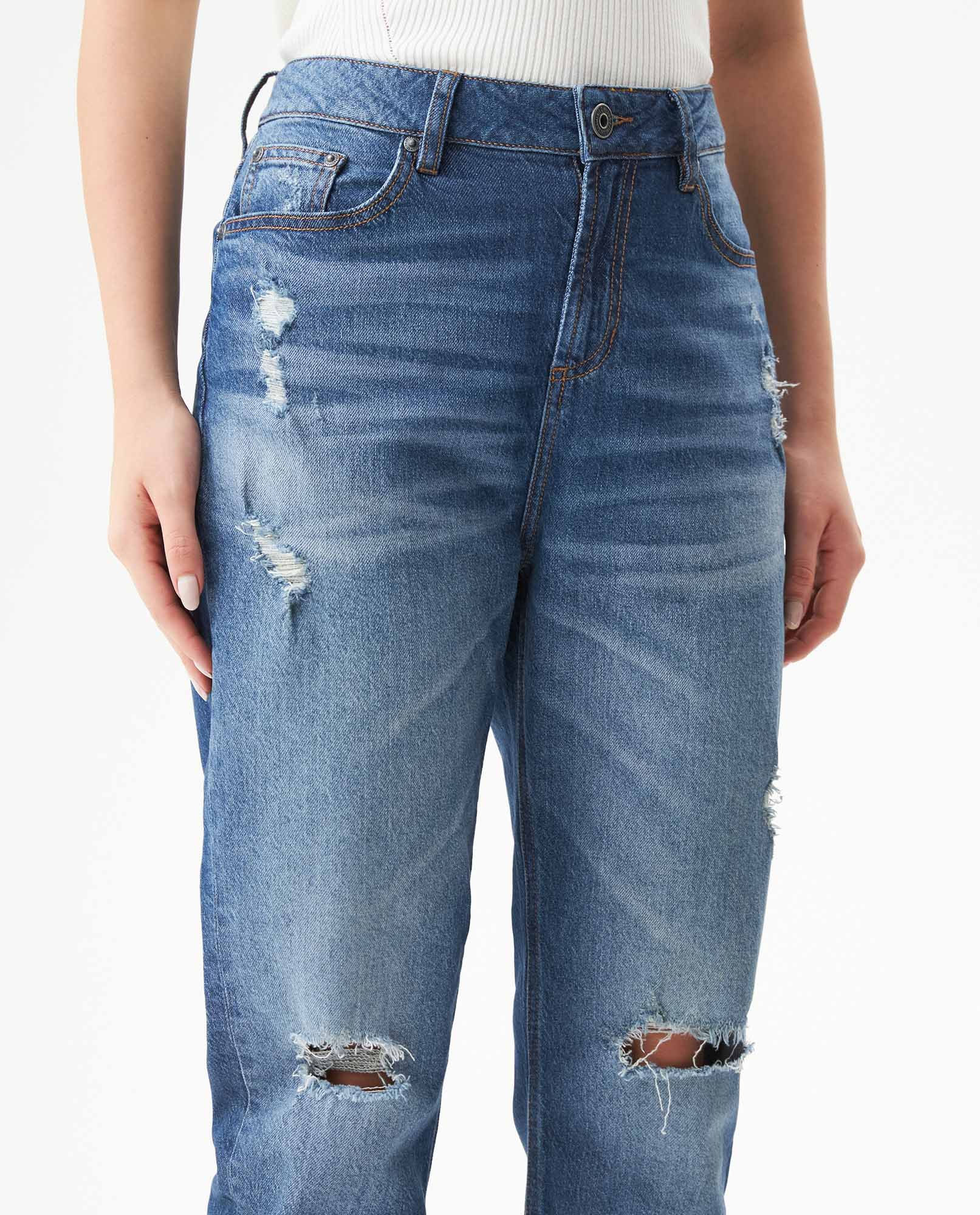 Women's Jeans, Boy Fit, Medium Rise - Blue 439G027 - 4