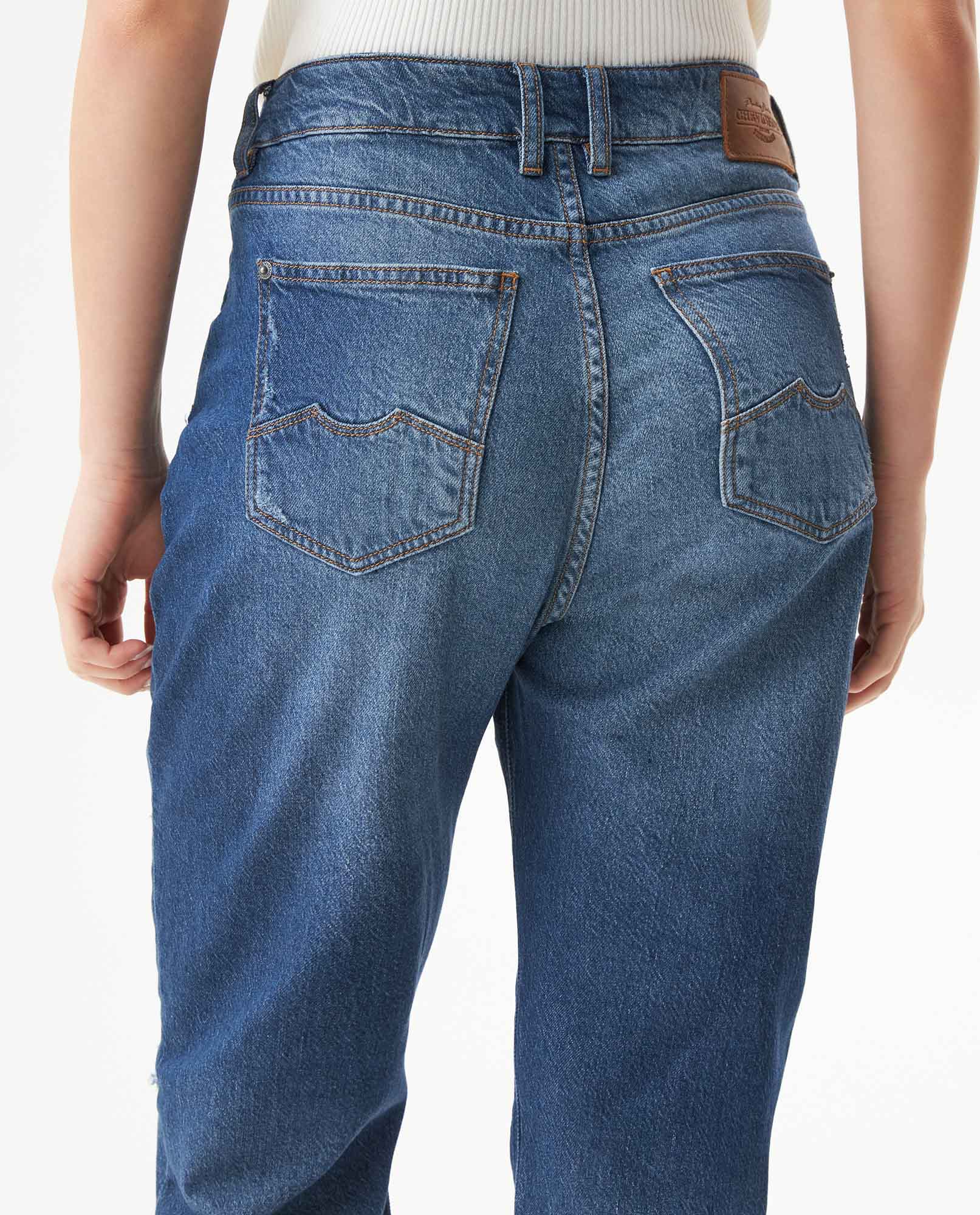 Women's Jeans, Boy Fit, Medium Rise - Blue 439G027 - 6