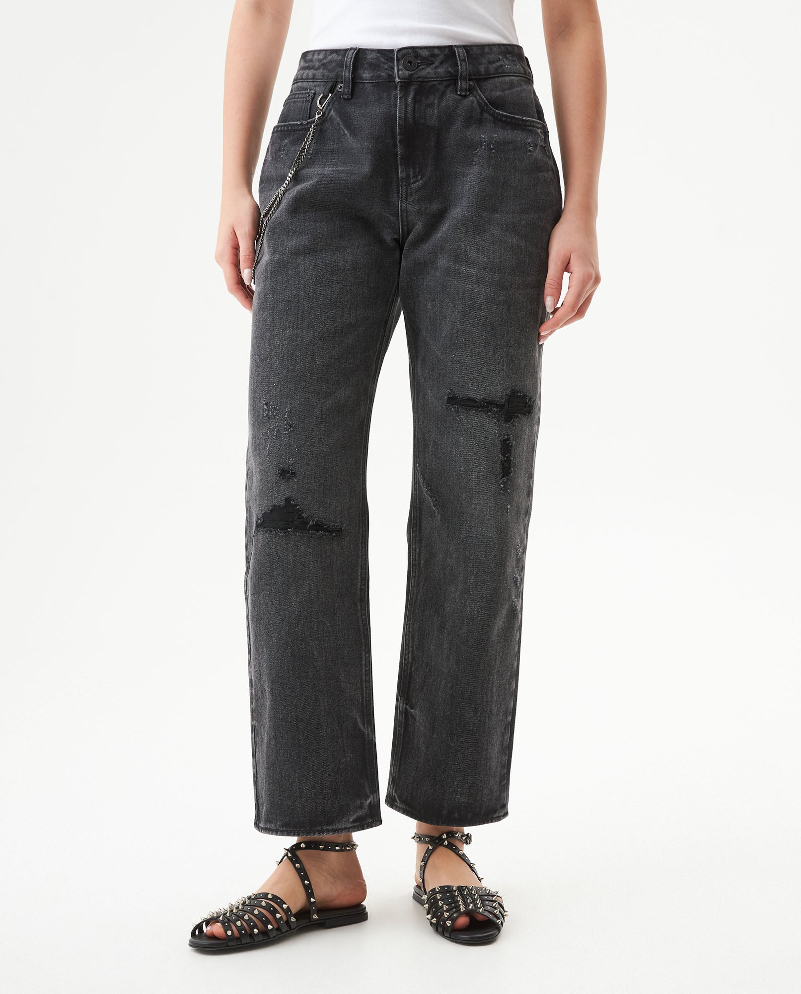 Women's Jeans, Boy Fit, Relaxed Cut - Gray 439G029 - 2