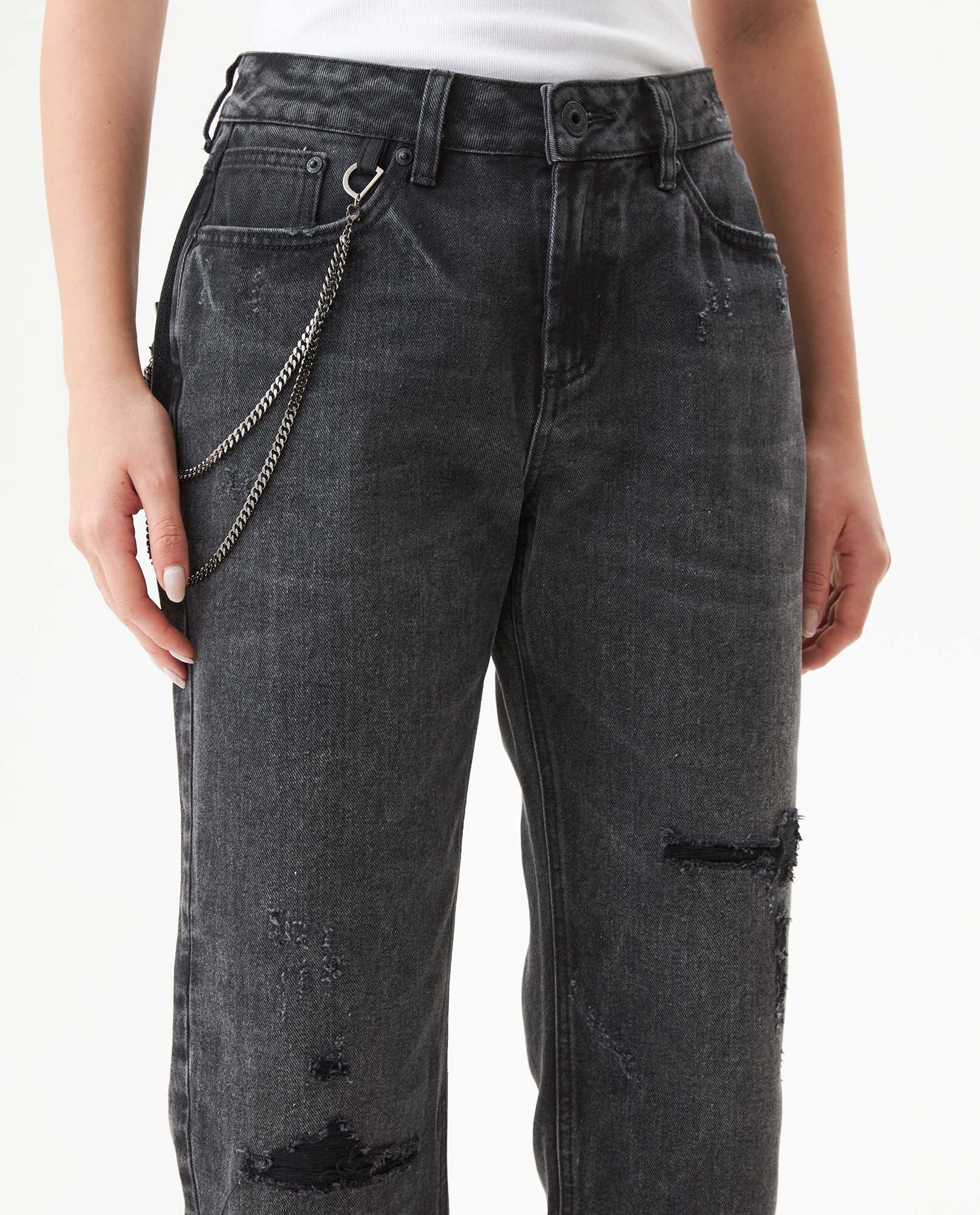 Women's Jeans, Boy Fit, Relaxed Cut - Gray 439G029 - 4