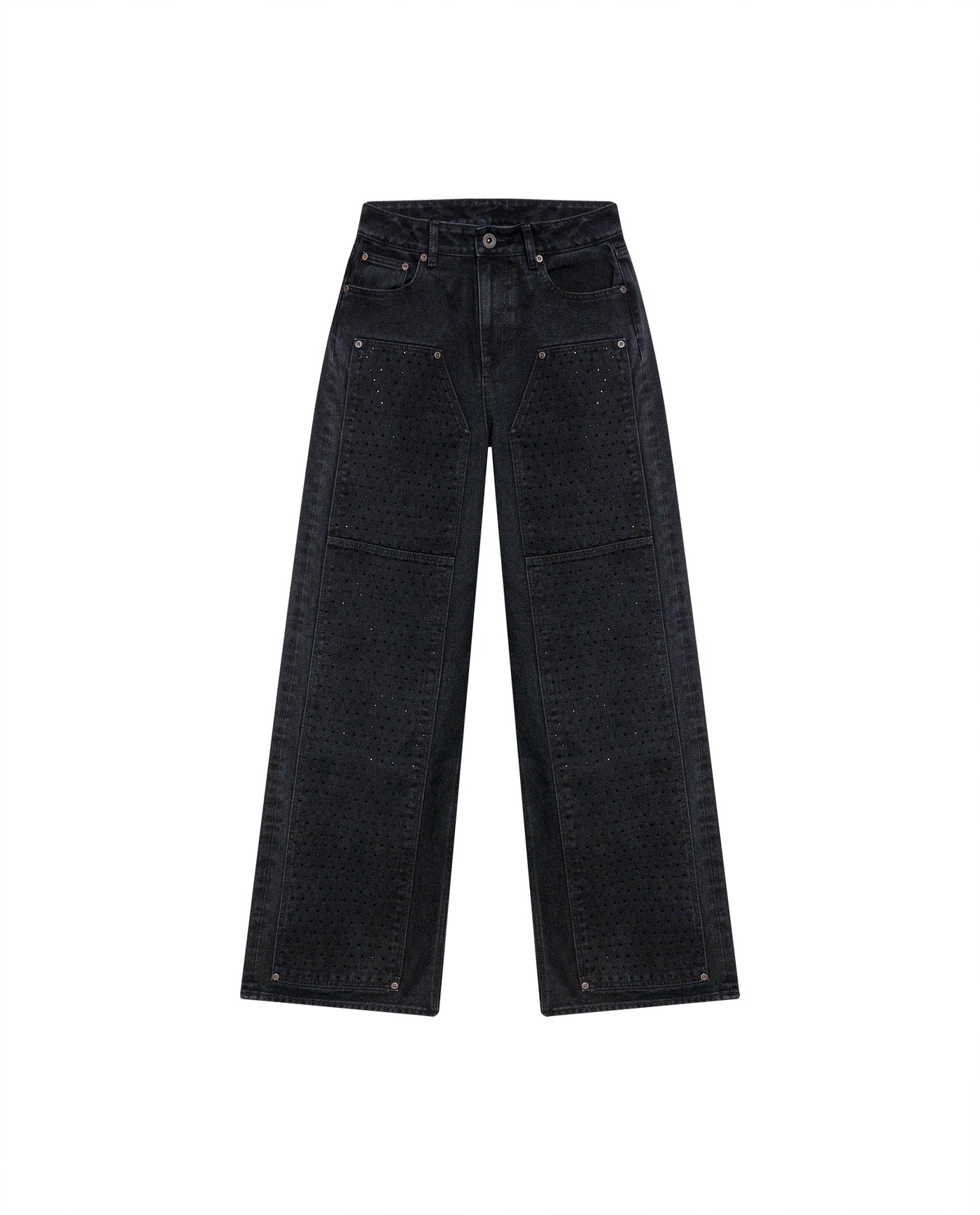 Women's Special Fit Wide Leg High Rise Black Wash Jeans in Cotton-Viscose Blend, Ceremony 439G031 - 2