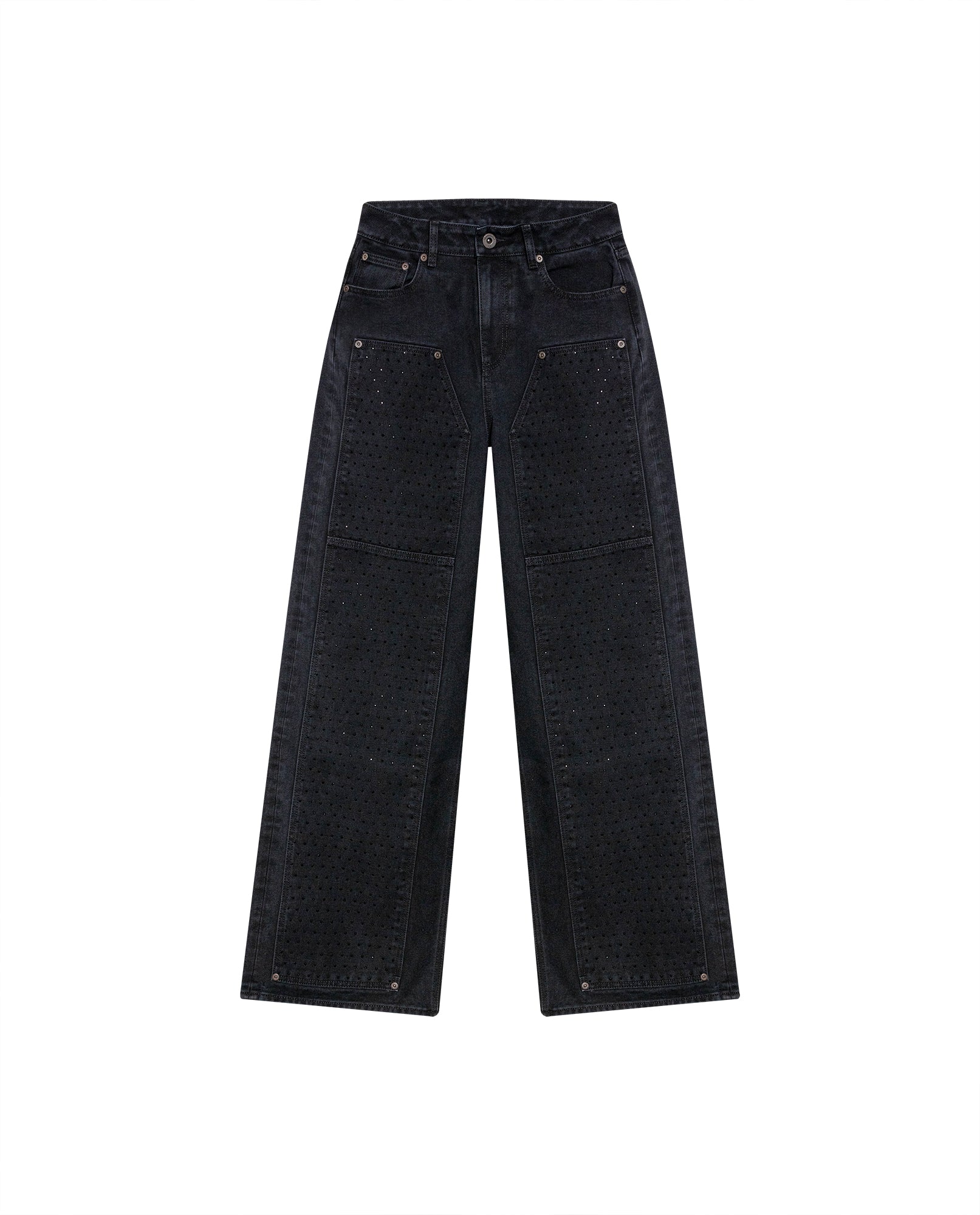 Women's Special Fit Wide Leg High Rise Black Wash Jeans in Cotton-Viscose Blend, Ceremony 439G031 - 2