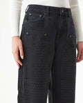 Women's Special Fit Wide Leg High Rise Black Wash Jeans in Cotton-Viscose Blend, Ceremony 439G031 - 4