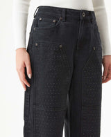 Women's Special Fit Wide Leg High Rise Black Wash Jeans in Cotton-Viscose Blend, Ceremony 439G031 - 4