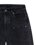 Women's Special Fit Wide Leg High Rise Black Wash Jeans in Cotton-Viscose Blend, Ceremony 439G031 - 7